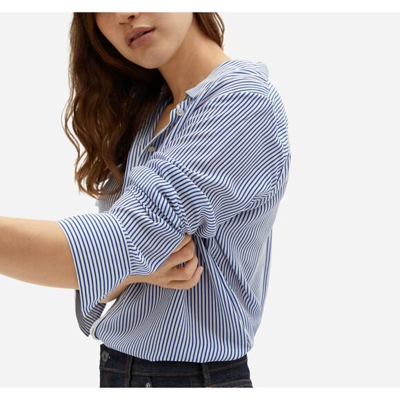 Everlane 'The Clean' Blue Silk Relaxed Shirt Size 4 - Picture 1 of 6